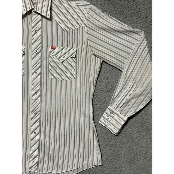 Vintage Ely Plains Shirt Mens L Long Sleeve Pearl Snap Cowboy Western Ranch Ride - Picture 4 of 10